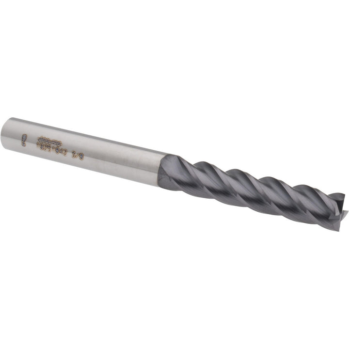 3/8" 4-Flute Solid Carbide Square End Mill, AlTiN+ - Accupro 14556422
