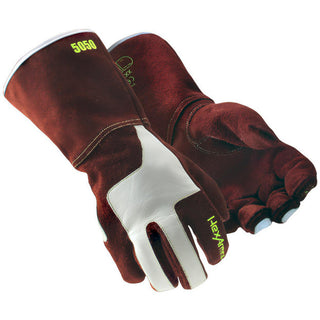 2X-Large Brown; White Cow Leather Cut, Puncture & Abrasion-Resistant Gloves - HexArmor. 5050-XXL (11)