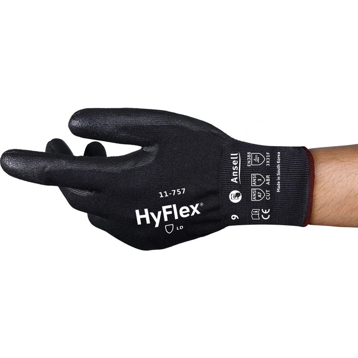 X-Small Black Nylon; Stainless Steel; Polyester; Tungsten Steel Cut-Resistant Gloves - Ansell 11757060
