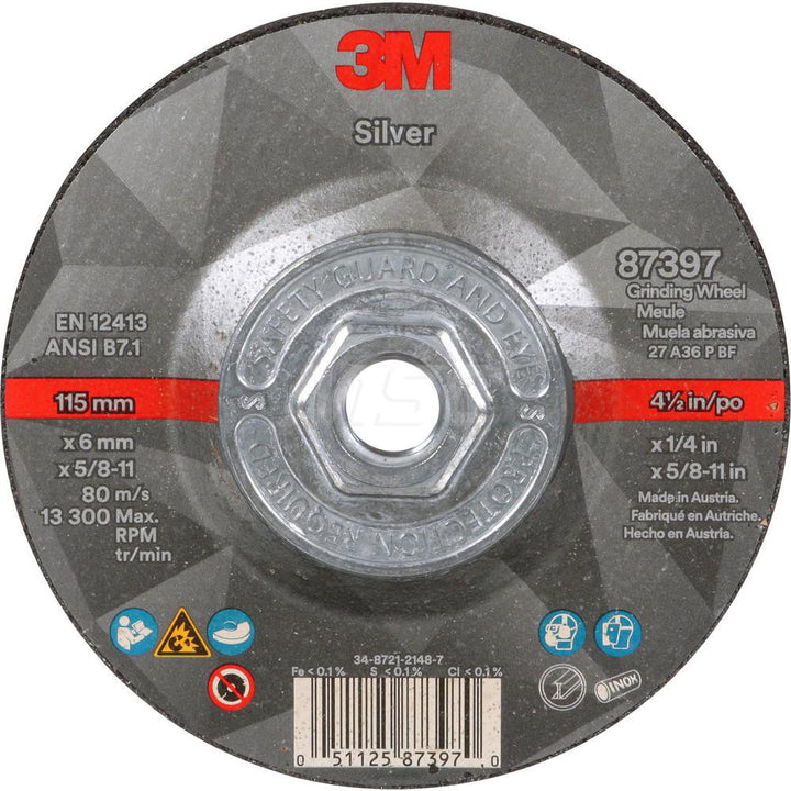 4-1/2 x 1/4" 36-Grit Ceramic Grinding & Cutoff Wheel - 3M 7100245024