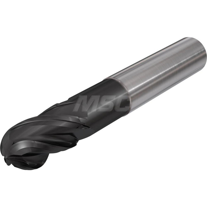 3/8" 4-Flute Solid Carbide Ball End Mill, TiAlCN - Iscar 3398280