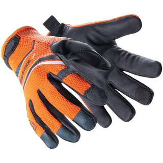 Large Orange; Black Leather; HexVent Cut & Puncture-Resistant Gloves - HexArmor. 4074-L (9)