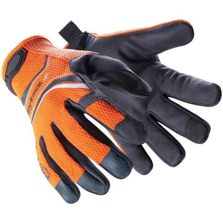 Small Orange; Black Leather; HexVent Cut & Puncture-Resistant Gloves - HexArmor. 4074-S (7)