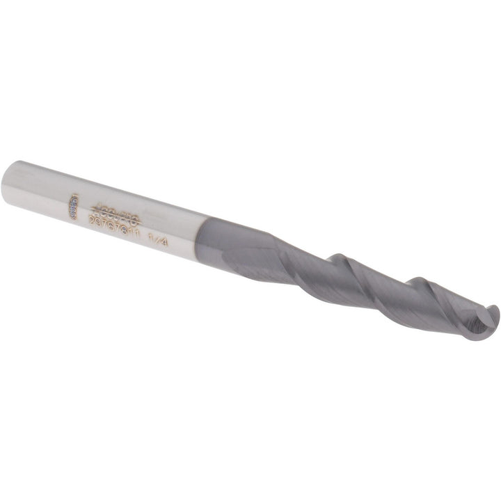 1/4" 2-Flute Solid Carbide Ball End Mill, AlTiN+ - Accupro 14788617