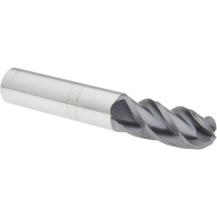9/16" 4-Flute Solid Carbide Ball End Mill, AlTiN+ - Accupro 14788687
