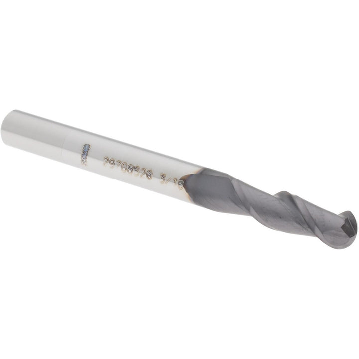 3/16" 2-Flute Solid Carbide Ball End Mill, AlTiN+ - Accupro 14788608