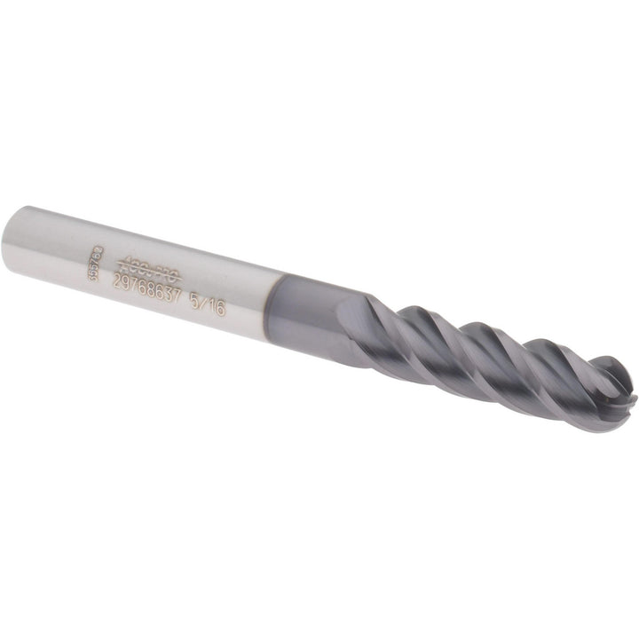 5/16" 4-Flute Solid Carbide Ball End Mill, AlTiN+ - Accupro 14788702