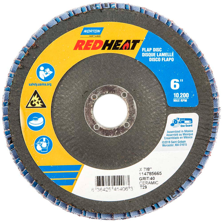 6" 40-Grit Ceramic Alumina Disc - Norton 63642541406