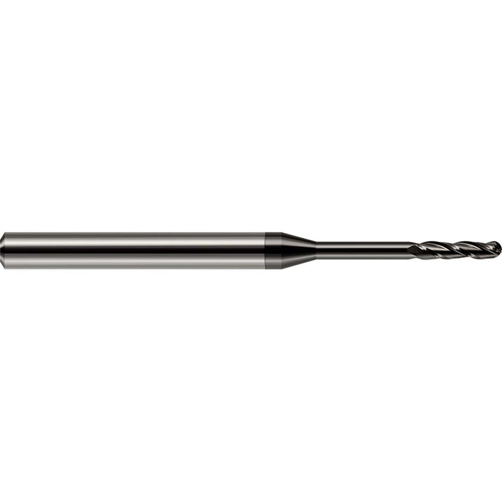 0.0100" 3-Flute Solid Carbide Ball End Mill, PVD Diamond - Harvey Tool 10210