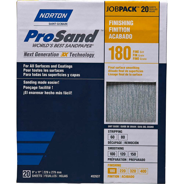 180-Grit Aluminum Oxide Sanding Sheets & Block - Norton 07660768168