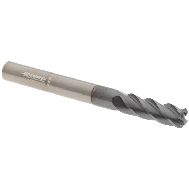 1/4" 4-Flute Solid Carbide Corner Radius End Mill, AlCrTiN - Accupro 310121