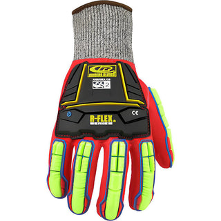 X-Large High-Visibility Red; High-Visibility Green; Black HPPE Cut-Resistant; Impact-Resistant Gloves - Ringers Gloves 068-10