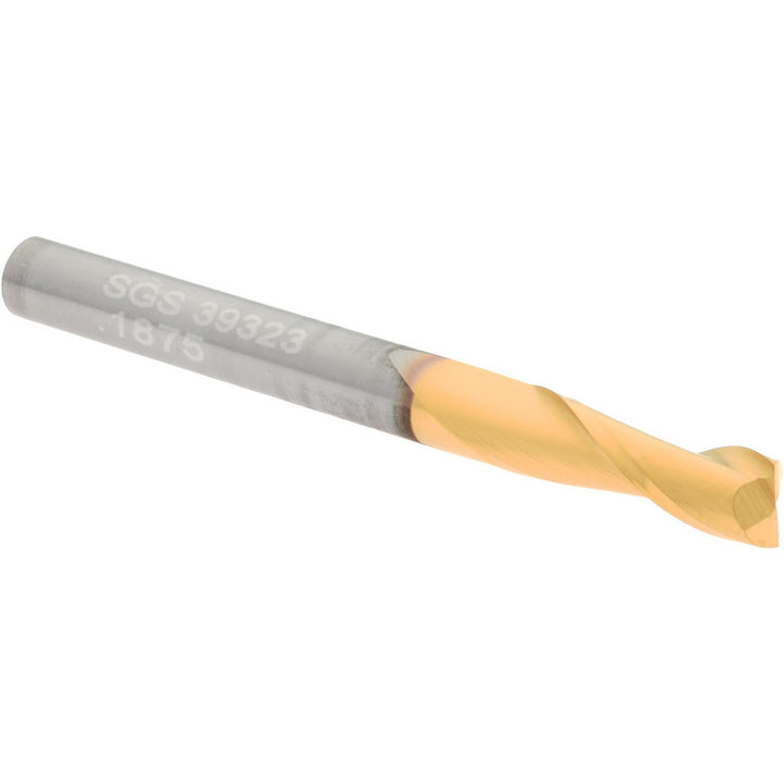 3/16" 2-Flute Solid Carbide Square End Mill, TiN - SGS 39323