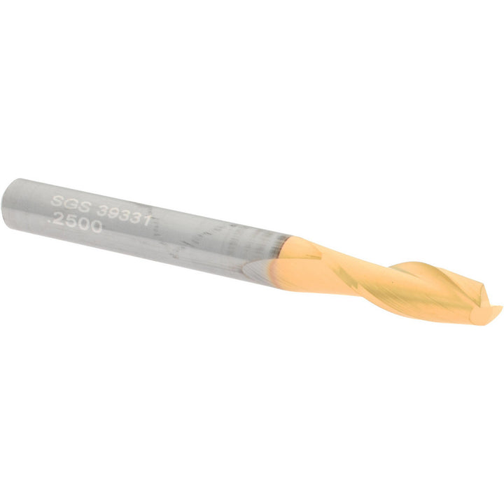 1/4" 2-Flute Solid Carbide Square End Mill, TiN - SGS 39331