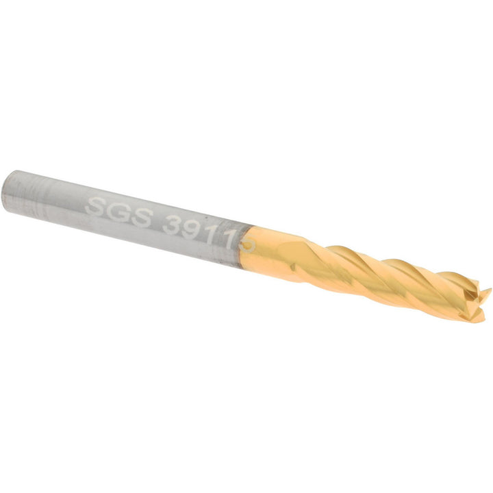 1/8" 4-Flute Solid Carbide Square End Mill, TiN - SGS 39115