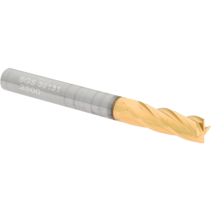 1/4" 4-Flute Solid Carbide Square End Mill, TiN - SGS 39131
