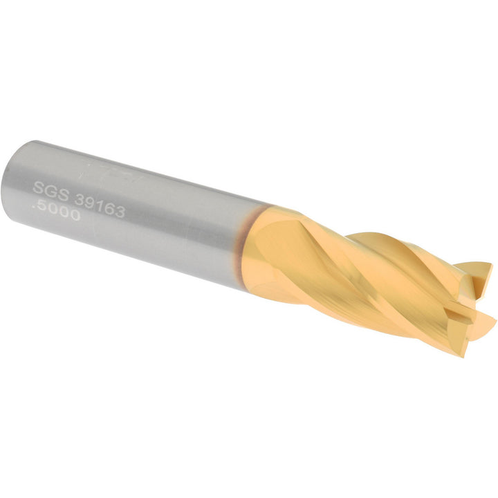 1/2" 4-Flute Solid Carbide Square End Mill, TiN - SGS 39163