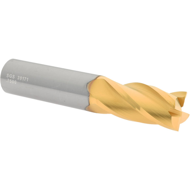 3/4" 4-Flute Solid Carbide Square End Mill, TiN - SGS 39171
