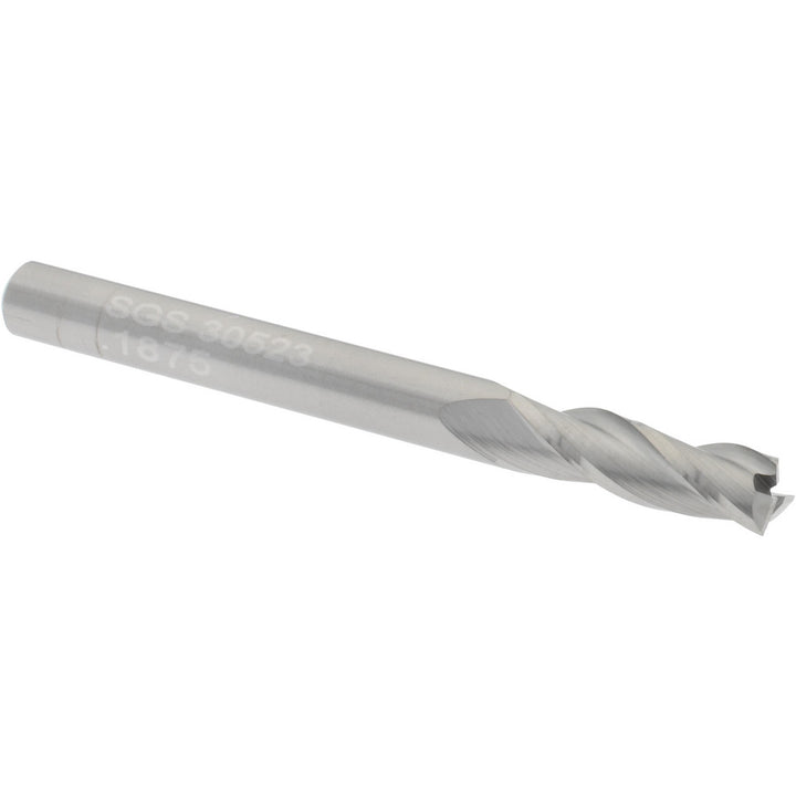 3/16" 3-Flute Solid Carbide Square End Mill - SGS 30523