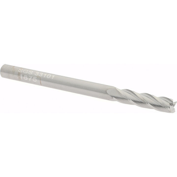 3/16" 4-Flute Solid Carbide Square End Mill - SGS 33101