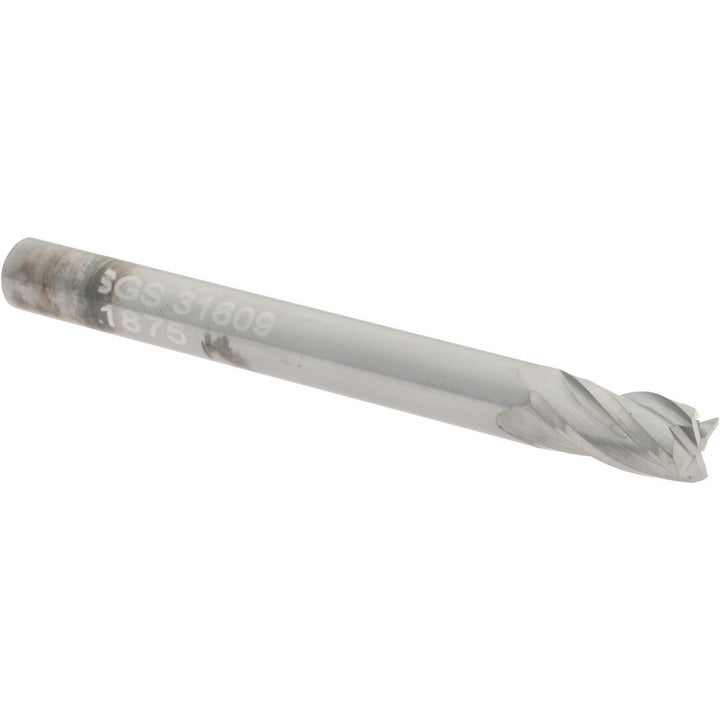 3/16" 4-Flute Solid Carbide Square End Mill - SGS 31609