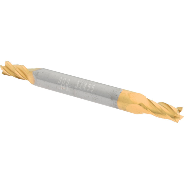 9/64" 4-Flute Solid Carbide Square End Mill, TiN - SGS 31455