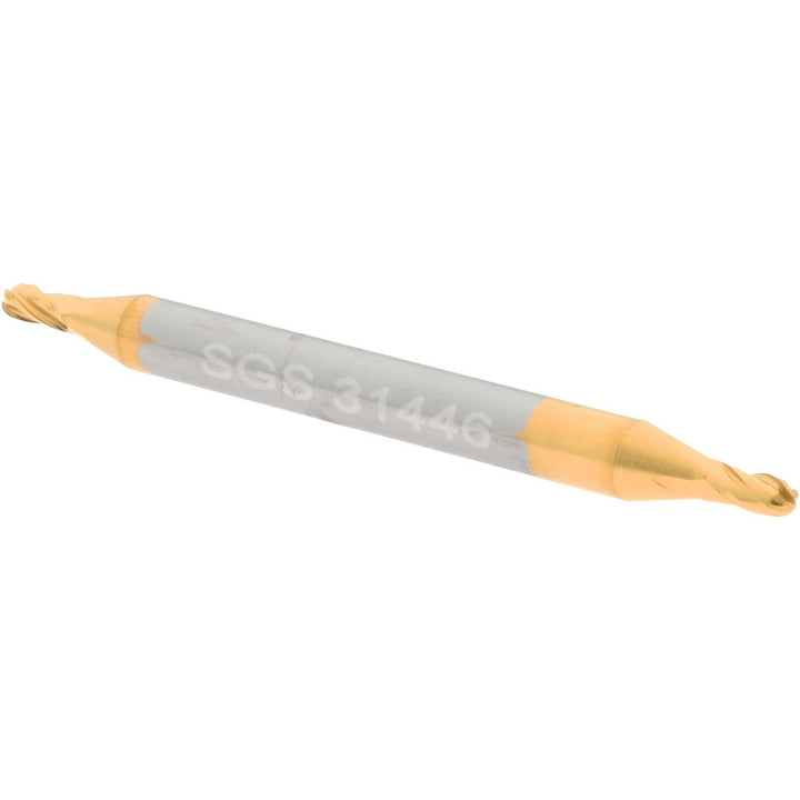 1/16" 4-Flute Solid Carbide Ball End Mill, TiN - SGS 31446