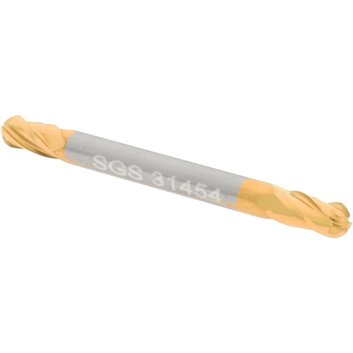 1/8" 4-Flute Solid Carbide Ball End Mill, TiN - SGS 31454