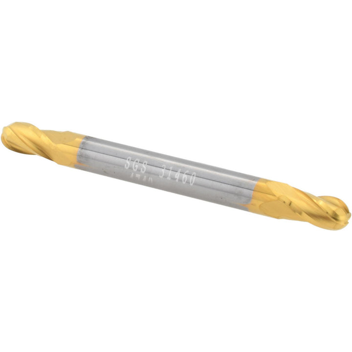 11/64" 4-Flute Solid Carbide Ball End Mill, TiN - SGS 31460