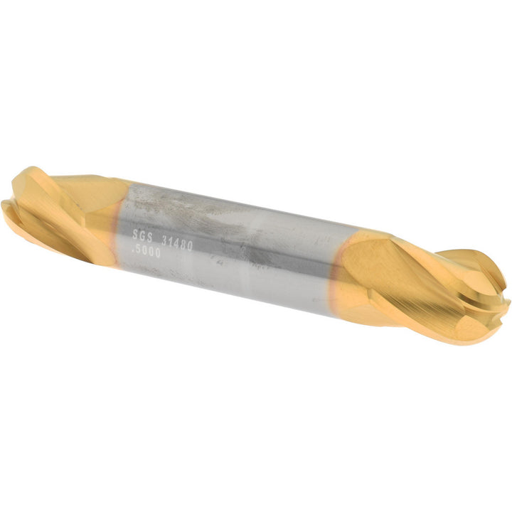 1/2" 4-Flute Solid Carbide Ball End Mill, TiN - SGS 31480