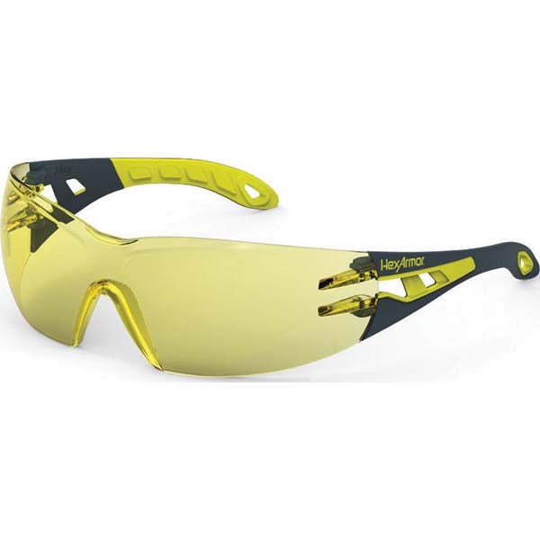 Universal Amber Safety Glasses - HexArmor. 11-11004-02