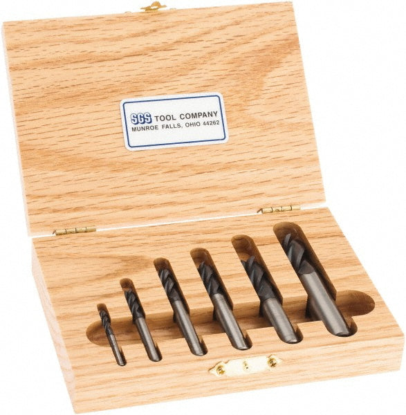 1/2; 1/4; 1/8; 3/16; 3/8; 5/16" 4-Flute Solid Carbide End Mill Sets, AlTiN - SGS 30030