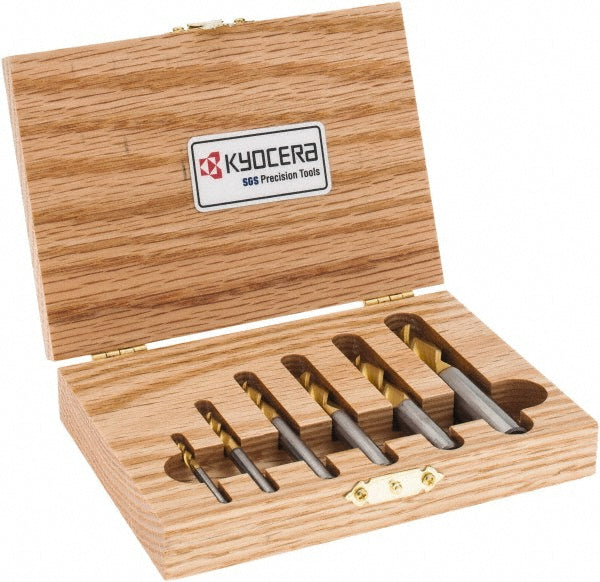 1/2; 1/4; 1/8; 3/16; 3/8; 5/16" 3-Flute Solid Carbide End Mill Sets, TiN - SGS 39789