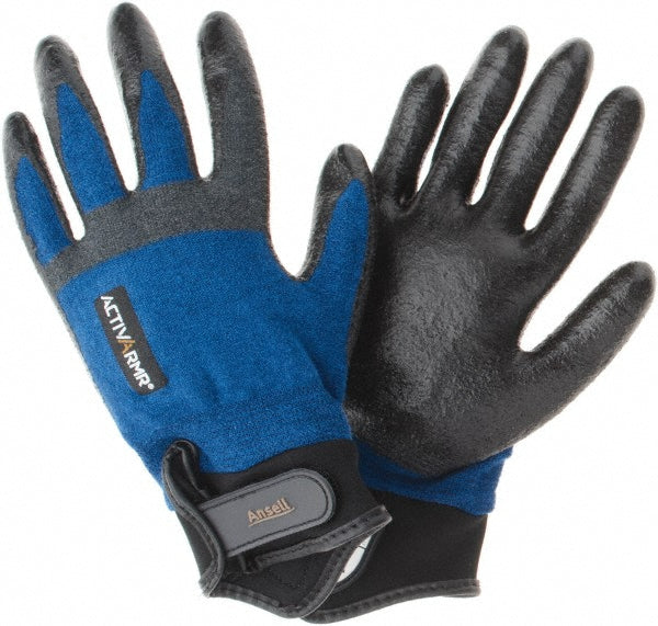 Large Blue; Gray Nylon; Spandex; Stainless Steel; Kevlar Cut, Puncture & Abrasion-Resistant Gloves - Ansell 298130