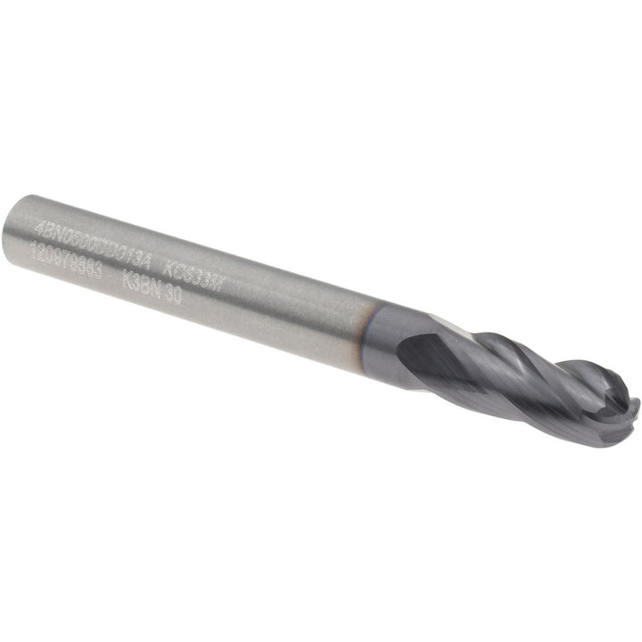 0.2362" 4-Flute Solid Carbide Ball End Mill, TiAlN - Kennametal 5824933
