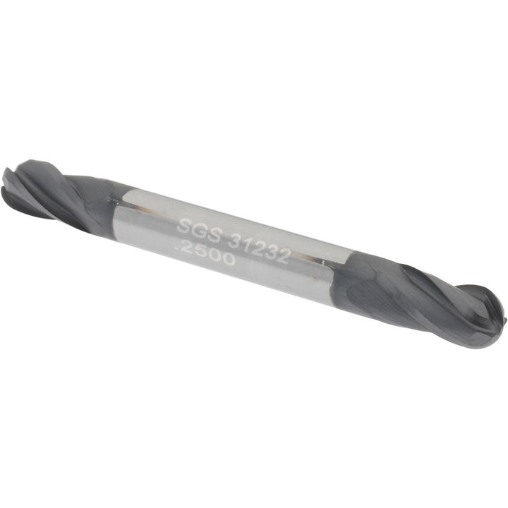1/4" 4-Flute Solid Carbide Ball End Mill, AlTiN - SGS 31232