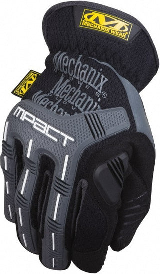 Medium Black; Gray Leather Impact Gloves - Mechanix Wear MPC-58-009