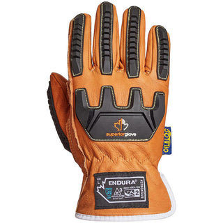 X-Small Brown; Black Leather Gloves - Superior Glove Works 378GKGVB-XS