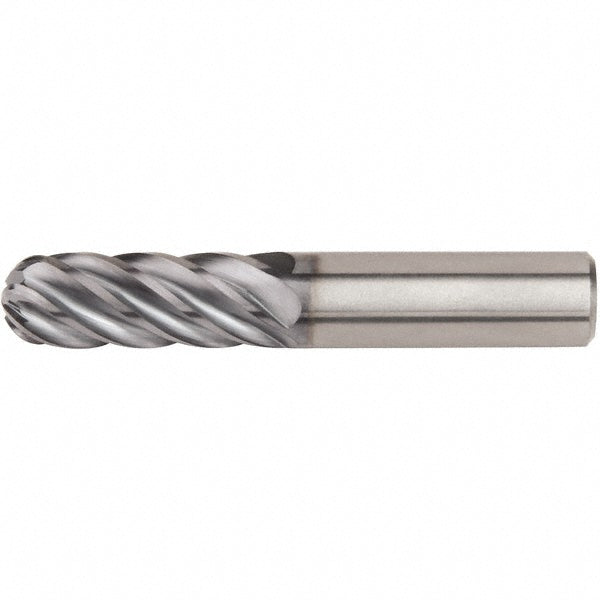1/2" 6-Flute Solid Carbide Ball End Mill, AlTiN - Kennametal 6113135