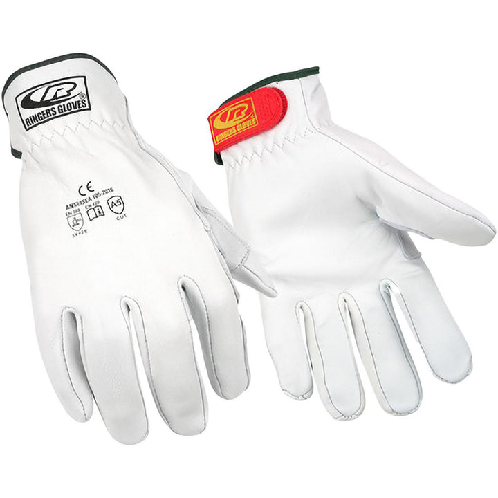 Medium White Leather Cut-Resistant Gloves - Ringers Gloves 664-09