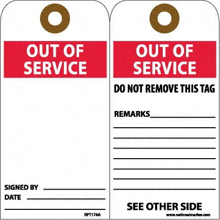 DO NOT REMOVE THIS TAG REMARKS SEE OTHER SIDE (Side 2); SIGN Tag - AccuformNMC RPT176AG