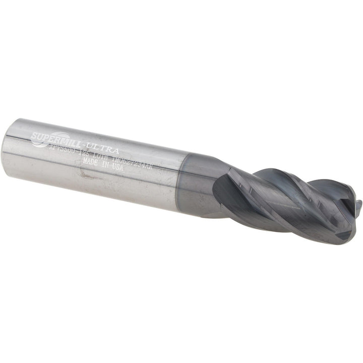 1/2" 4-Flute Solid Carbide Corner Radius End Mill, AlCrN - Supermill 5253354