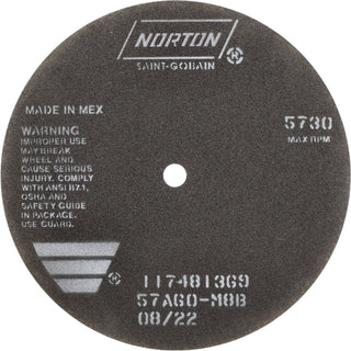 8 x 1/16" 60-Grit Aluminum Oxide Grinding & Cutoff Wheel - Norton 66253022702