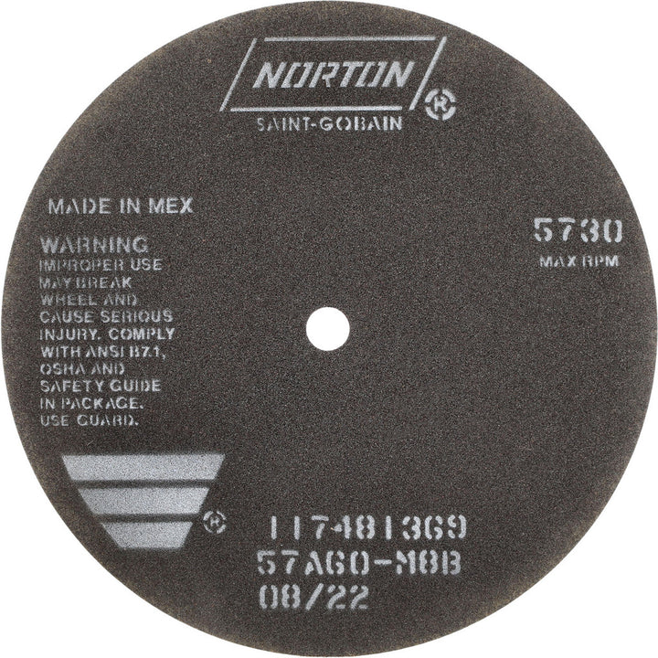8 x 1/16" 60-Grit Aluminum Oxide Grinding & Cutoff Wheel - Norton 66253022702