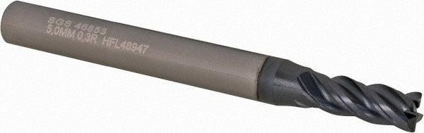 0.1969" 4-Flute Solid Carbide Corner Radius End Mill, TX - SGS 46853