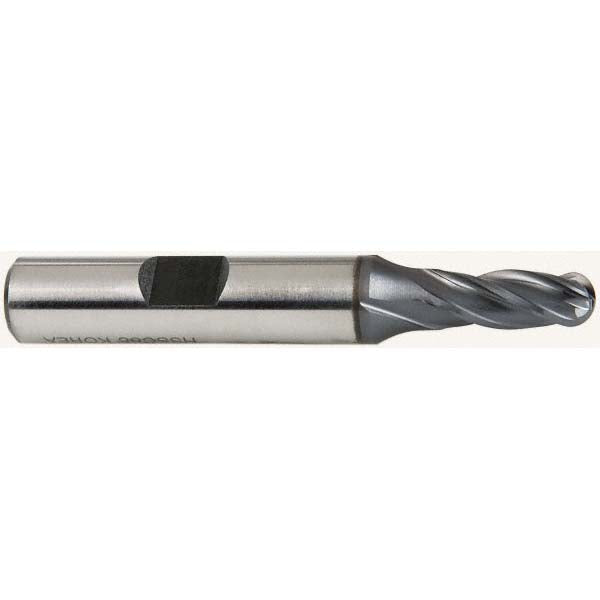 1/4" 4-Flute Cobalt Ball End Mill, TiCN - Hertel E7020016
