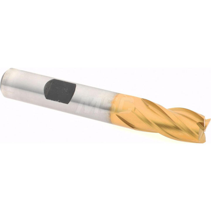 3/8" 4-Flute High Speed Steel Square End Mill, TiN - Hertel E8031024