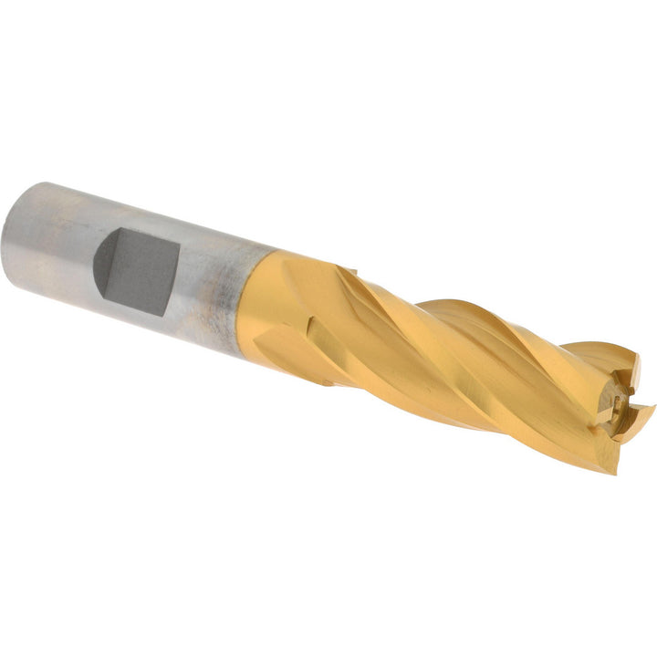 5/8" 4-Flute High Speed Steel Square End Mill, TiN - Hertel E8031040