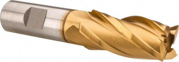 7/8" 4-Flute High Speed Steel Square End Mill, TiN - Hertel E8031911