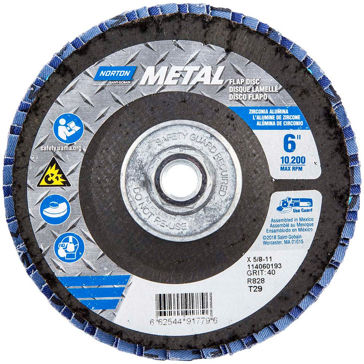 6" 40-Grit Zirconia Alumina Disc - Norton 66254491779